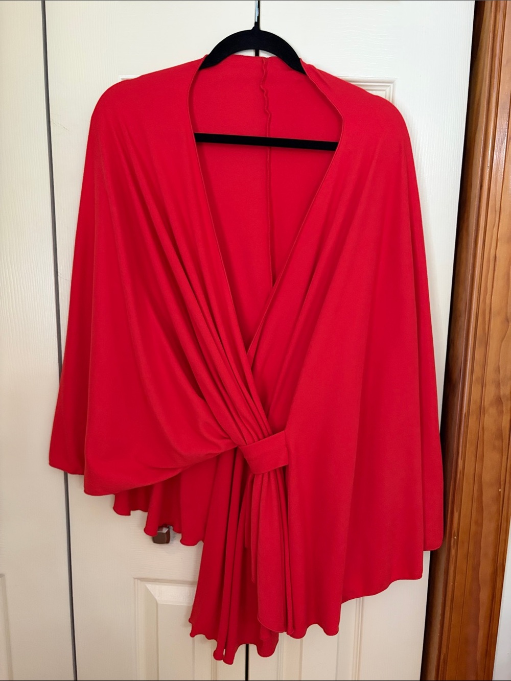 Red Women's Wrap Sweater - Classic Draped Knit